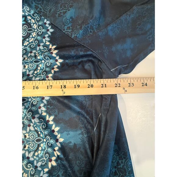 Only Necessities Women’s Plus Dress 18/20 L Blue Teal Boho Print A-Line Midi - Picture 6 of 8